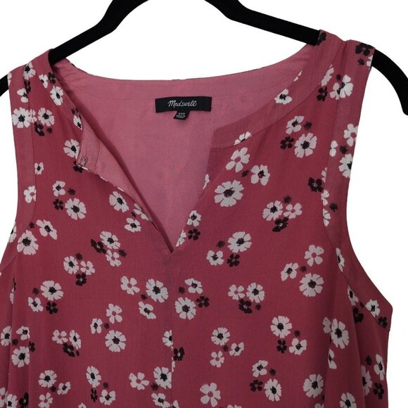 Madewell Maxi‎ Dress Tie Waist Slit Flowy Floral Daisy Sleeveless Pink Mauve XXS - Picture 6 of 14